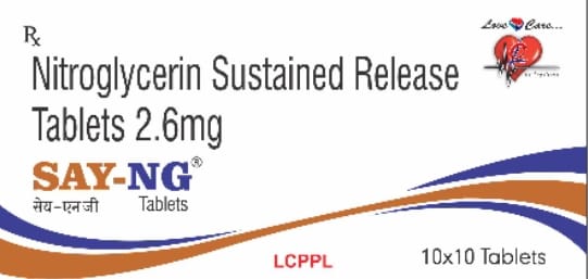 SAY-NG Nitroglycerin Sustained Release Tablets 2.6mg - Angina Relief